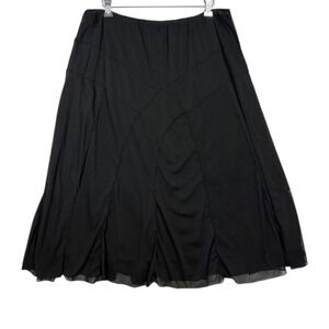 Womens Black Whimsigoth Boho Maxi Skirt Sz XL Sheer Overlay Layered A-Line Flowy